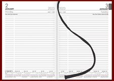 Collins 2023 Diary A5 Size Red Day to view, full day Sat/Sun.